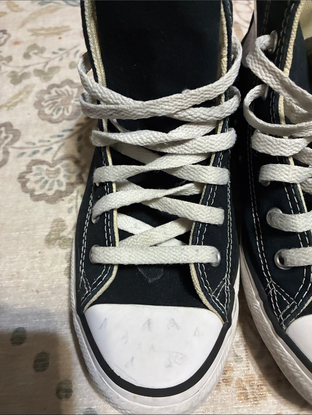Kids Black High-Top Canvas Sneakers with White Accents